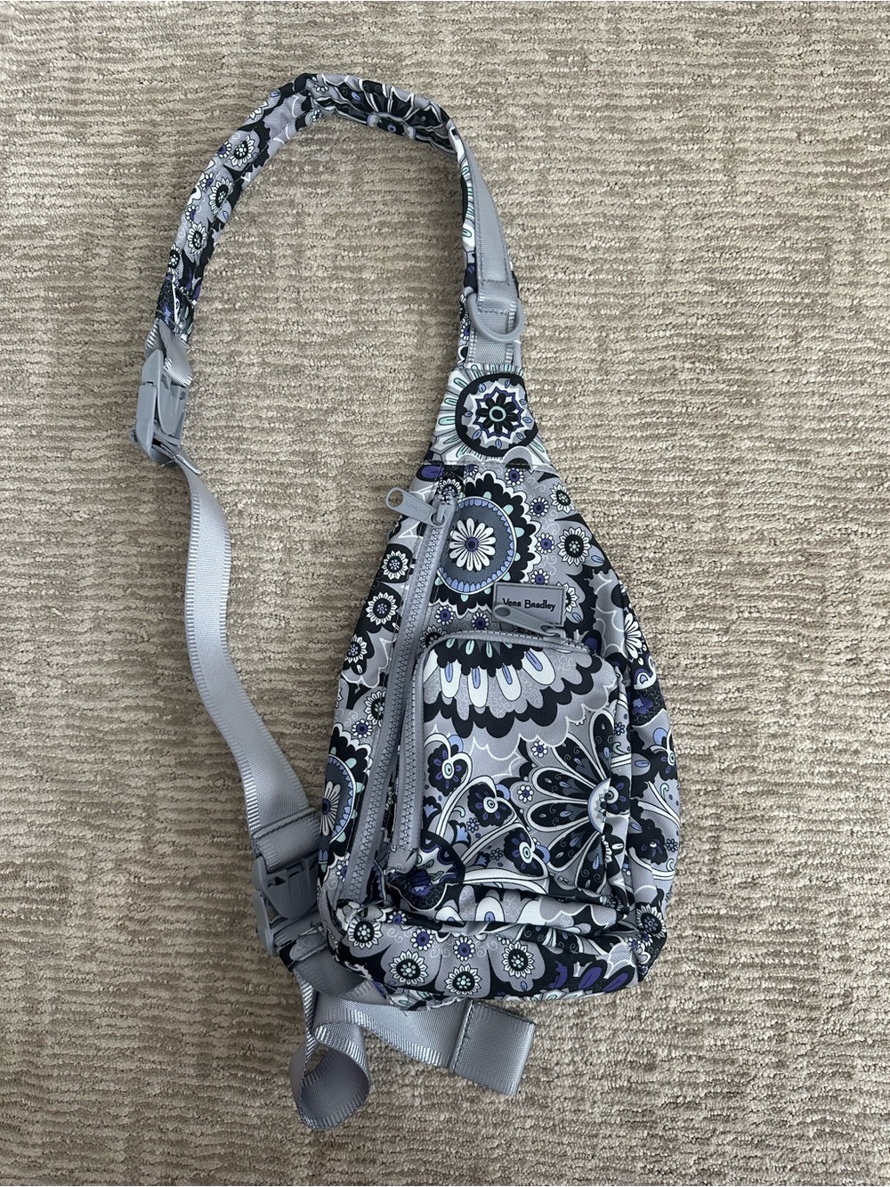 Vera Bradley Gray Floral Sling Crossbody